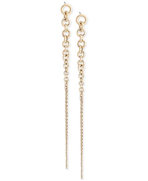 michael kors gold tone graduated link linear drop earrings